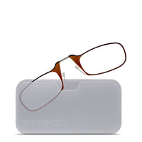 ThinOptics 1.5 Marron Lecteur avec Pod Blanc Universel - Marron-Le produit comprend les lunettes de lecture ThinOptics et l'étui universel avec un adhésif sans résidu à coller sur votre téléphone / étui ou toute autre surface dure et plate