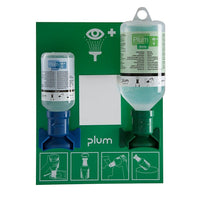 Plum – Poste de lavage oculaire et chimique avec miroir et fixation au mur-1 x solution tampon pH de 200 mL avec œilleton
