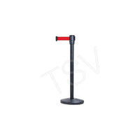 Zenith Safety - Barrières Sur Pieds Pour Le Contrôle Des Foules, Acier, 35po H, Ruban Rouge, Longueur Du Ruban 12'-Fini/couleur Noir