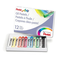 Pentel Arts Pastels à l'huile - Ensemble de 12 couleurs-Les couleurs s’appliquent et se mélangent facilement. Estompe facile doigt