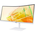 Samsung - Moniteur incurvé ViewFinity S65TC 5 ms 100 Hz de 34 po - Blanc chaud-Le hub HDMI, DisplayPort et USB3 vous permettent de rester connecté tandis qu'un port LAN permet aux ordinateurs portables sans port de se connecter au moniteur pour une utilisation Ethernet._x000D_
