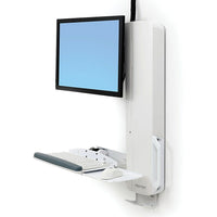 Ergotron 61-081-062 StyleView assis-debout, zones à fort trafic, blanc brillant-Avec le clavier replié, la profondeur totale du système n’est que de 4 po (10,2 cm)