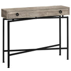 Monarch Specialties - 3455 Table D'Appoint - 42 po L/Faux Bois Taupe/Console Noir-Style de grange contemporain fini en faux bois récupéré taupe avec des accents noirs