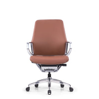 DecentLiving - Chaise de bureau à hauteur standard - Marron-Chaise de bureau en cuir véritable haut de gamme