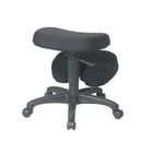 Siège à appui-genoux ergonomique Work Smart avec mousse mémoire et base à 5 branches, noir-Cadre et base à 5 branches en métal noir avec roulettes doubles pour tapis