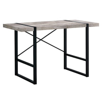 Monarch Specialties - 7315 Bureau 48 po L - Faux Bois Taupe/Metal Noir-Bureau d'ordinateur d'inspiration industrielle avec un dessus de bureau à panneaux épais au fini faux bois récupéré taupe