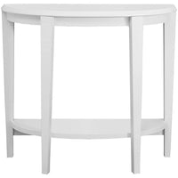 Monarch Specialties - 2451 Table D'Appoint - 36 po L/Console D'entrée Blanche-Table console en forme de demi-lune à 2 niveaux avec 1 tablette inférieure fixe offrant une surface de rangement supplémentaire