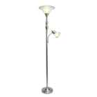 Lampe de sol mère-fille aux motifs élégants 2 Light avec verre marbré blanc, nickel brossé-Utilisations principales : 1 x 100W ampoule 3 voies à culot moyen de type A. Ampoules vendues séparément
Utilisations des lampes de lecture : 1 ampoule à culot moyen de 60 W de type A (non incluse).
