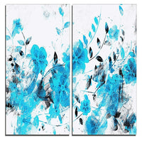 Designart – Art imprimé sur toile, fleurs bleu clair, 40 larg. x 40 haut. (po), 2 panneaux (PT3409-4-40-40)-Impression