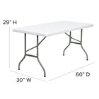 Flash Furniture – Table pliante de 60 po, granite blanc (DADYCZ152)-Dessus blanc granite avec 1,75 po d'épaisseur