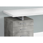 Monarch Specialties - 7648 Bureau 48 po L - Blanc/Simili-Ciment/ Metal Argent/L/R-Restez organisé grâce aux tiroirs de rangement fermés et au tiroir classeur pratique avec barres de suspension, idéal pour ranger les documents importants et les articles de bureau.
