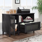 Sauder - 433268 La Collection Tiffin Line Crédence - Finition Raven Oak-Les façades des portes sont dotées d'un insert en rotin pour plus de style.