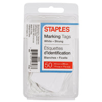 Staples - Étiquettes pour vente au détail - avec ficelle - 1 3/4 po x 1 3/32 po - blanc - Paquet de 50-Une façon facile d'identifier les petits articles et de leur apposer un prix