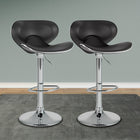 CorLiving™ - Tabouret de bar courbé anatomique et ajustable, similicuir noir, ensemble de 2-S'ajuste à plusieurs hauteurs sans effort