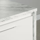 South Shore - Myro - Îlot de cuisine avec rangement - Faux Marbre blanc et Blanc-Style: Contemporain