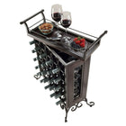 Winsome – Support à vin Silvano avec plateau amovible, 5 x 5, bronze foncé-Combinaison de bois composé, placage, cadre en métal et fer forgé. Assemblage requis.