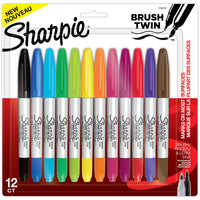 Marqueurs permanents double pointe de Sharpie - Coul. variées - Paquet de 12-Marqueurs permanents pour tenir des journaux personnels, prendre des notes, mettre des éléments en valeur, faire de la signalisation/des affiches, de la création de façon occasionnelle ou professionnelle