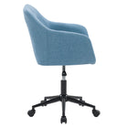 Chaise de travail rembourrée capitonnée Marlowe de CorLiving - Bleu pâle-Base noire à deux roulettes à cinq branches pour faciliter les mouvements
