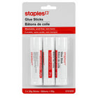 Staples - Bâton de colle lavable - 20g - Paquet de 3-Bâtons de colle pour l'école et les travaux manuels