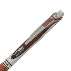 Pentel - Stylo gel EnerGel remplissable avec prise - Rétractable - 0,7 mm - Encre brun-Brun avec accents métalliques et clip de poche en métal