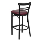 Flash Furniture – Tabouret de bar/restaurant Hercules en métal noir, dossier horizontal, assise en vinyle bourgogne-Siège rembourré en vinyle bourgogne