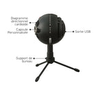 Blue Snowball iCE Plug 'n Play USB Microphone - Black-Adjustable desktop stand: Allows you to position the condenser microphone in relation to the sound source, improving sound quality and saving space on your desktop for the optimal broadcast setup