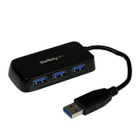 StarTech  Mini concentrateur SuperSpeed USB 3.0, noir, portatif à 4 ports-Connectez jusqu’à quatre appareils USB 3.0/2.0/1.x simultanément à leur vitesse maximale