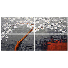 Design Art – Abstract Grey and White Flowers, impression sur toile, 5 panneaux (PT2001-64X32-4P)-Impression