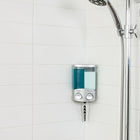 Euro – Distributeur à savon Duo, argenté satiné-Ce distributeur à savon polyvalent peut être installé dans un coin ou à plat sur un mur