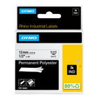 DYMO - Ruban d'étiquettes Rhino, 12 mm (1/2 po), poly noir sur blanc-Étiquettes Rhino avec dos coupé