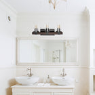 Elegant Designs 40 watts type A19 ampoule à culot moyen lanterne industrielle aspect bois restauré vanité de bain 3 lumières-Câblé