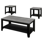 Monarch Specialties - 7992P Ens De Tables - 3Pcs/Noir/Dessus Gris-Un match parfait pour votre divan avec une finition polyvalente d'aspect bois en gris.