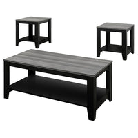 Monarch Specialties - 7992P Ens De Tables - 3Pcs/Noir/Dessus Gris-Un match parfait pour votre divan avec une finition polyvalente d'aspect bois en gris.