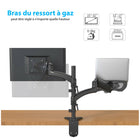 ShoppingAll Support à bras entièrement réglable pour deux écrans et adaptateur pour ordinateur portable - Noir-Pivotement de +/-90 degrés dans les deux sens