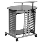 Flash Furniture Bureau d'ordinateur portable Cassini avec plateau en verre noir-Surface en verre trempé noir