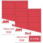 JAM Paper Étiquettes postales, 4 x 2 po, papier kraft rouge, 10 par page, 240 par paquet-Rouge