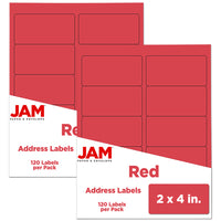 JAM Paper Étiquettes postales, 4 x 2 po, papier kraft rouge, 10 par page, 240 par paquet-Rouge
