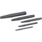 Gray Tools - Ensemble extracteur de vis à 5 fraises spiralées gauches-Contient cinq extracteurs : Pour l'extraction des tailles suivantes : 1/8 po - 5/32 po (3 - 4 mm), 3/16 po - 9/32 po (5 - 7 mm), 15/16 po - 3/8 po (8 - 10 mm), 7/16 po - 3/8 po (11 - 14 mm), 3/8 po - 11/16 po (16 - 18 mm) et (5/8 po - 7/8 po (16 - 22 mm).