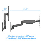 ShoppingAll Support mural pour écran simple à ressort à gaz pneumatique - Noir-Le système de vérin à gaz intégré permet de régler sans effort la position de votre moniteur et de votre téléviseur