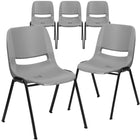 Flash Furniture - Chaise coquille grise, empilable et ergonomique de la série HERCULES avec cadre noir, capacité de 880 lb-Capacité de poids de 880 lb