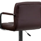 Flash Furniture – Tabouret de bar ajustable en vinyle matelassé brun avec pied et accoudoirs chromés (CH102029BRN)-Mousse ignifuge CA117