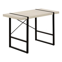 Monarch Specialties - 7659 Bureau 48 po L - Taupe Moderne/Metal Noir-Bureau d'ordinateur d'inspiration industrielle avec un dessus de bureau à panneaux épais au fini taupe moderne