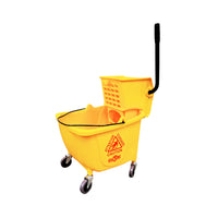 Globe Commercial Products - Ensemble Seau-Essoreuse Pression Latérale - Jaune - 35 pte -Surface lisse pour un nettoyage facile