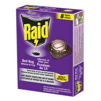 Raid - Detecteur et piège pour punaises des lits, Paquet de 8-À utiliser à l'interieur dans les zones de sommeil pour detecter rapidement les punaises de lit