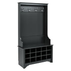 Prepac – Porte-manteaux avec compartiments pour chaussures, noir - (BSOG-0011-1)-Fini laminé noir profond 