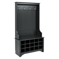 Prepac – Porte-manteaux avec compartiments pour chaussures, noir - (BSOG-0011-1)-Fini laminé noir profond 