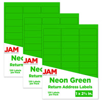 JAM Paper Étiquettes postales, 1 x 2 5/8 po, rose néon, 30/page, 360/paquet-Taille : 15 x 12,5 x 1 po