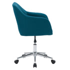 Chaise de travail rembourrée avec base chromée Marlowe de CorLiving - Bleu foncé-Dossier haut rembourré et accoudoirs fixes pour plus de confort