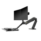 Poste de travail assise debout support à double bras pour écran pc de 22-27 po avec port USB de North Bayou FC40-2AB, Noir-Poids supporté: 4,4 à 33 lbs