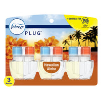 Febreze - Plug Recharge d'huile désodorisante - Parfum Hawaiian Aloha - Paquet de 3-Recharge